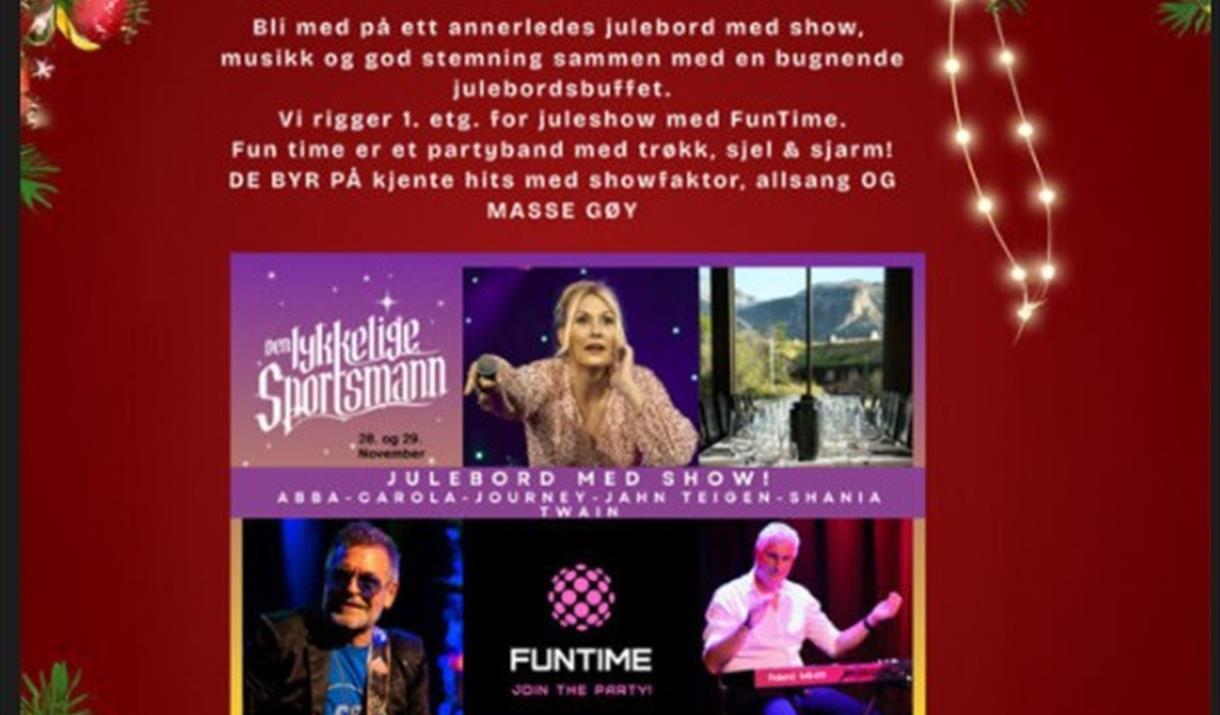 Julebord med show og buffet på Den Lykkelige Sportsmann